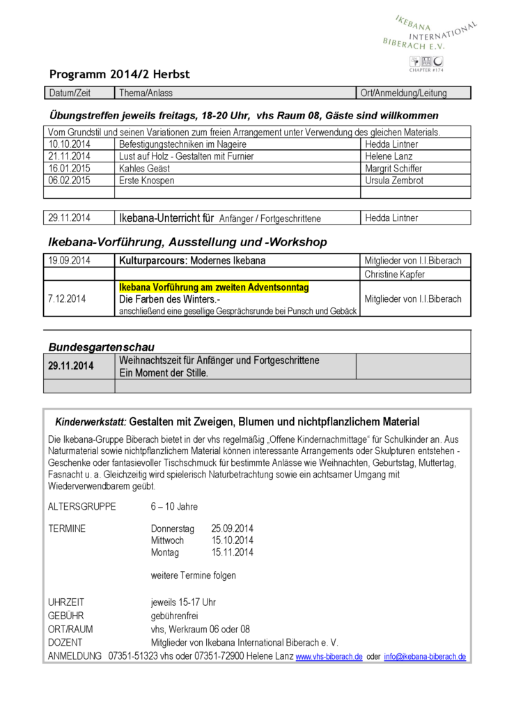 Programmübersicht